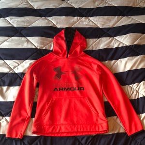 Boys Under Amour Hoodie, Black & Red, Youth XL